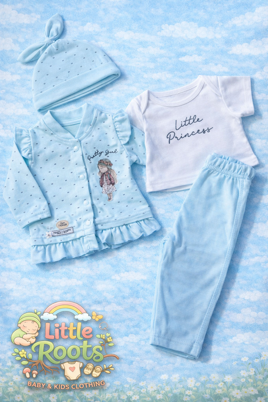 4 Pcs Little Princess Newborn Baby Girl Clothing Set – Soft Cotton Outfit