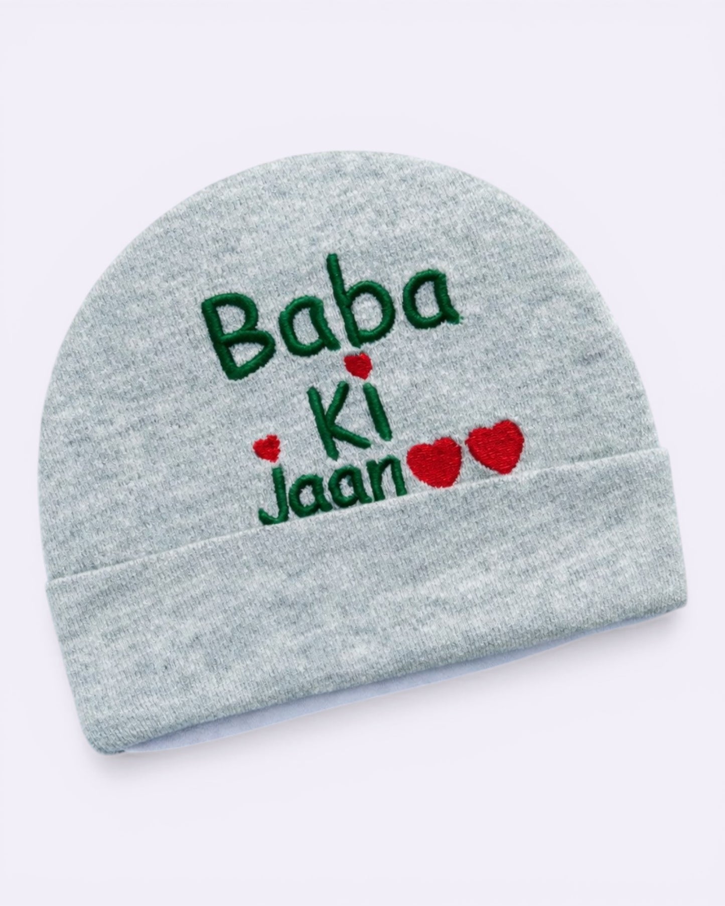 Baba Ki Jaan Baby Cap – Soft Cotton Newborn Beanie (Grey)