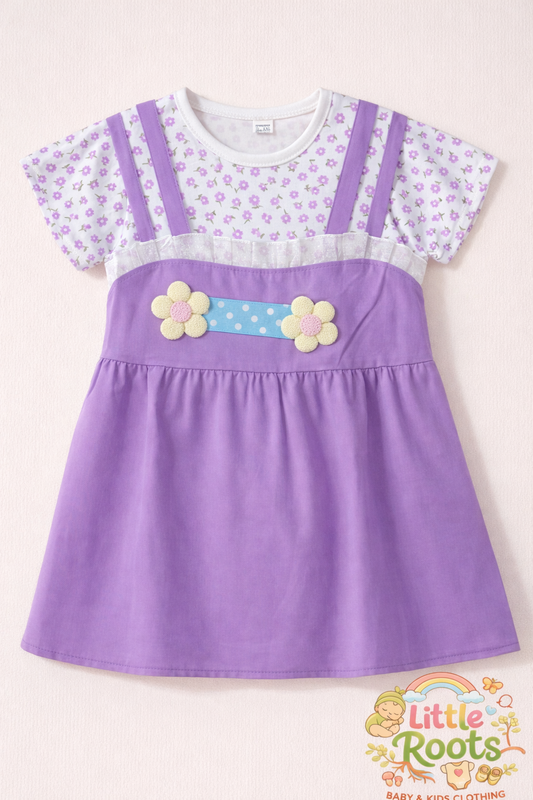 Baby Girl Floral Attached Frock – 3D Flower Summer Dress
