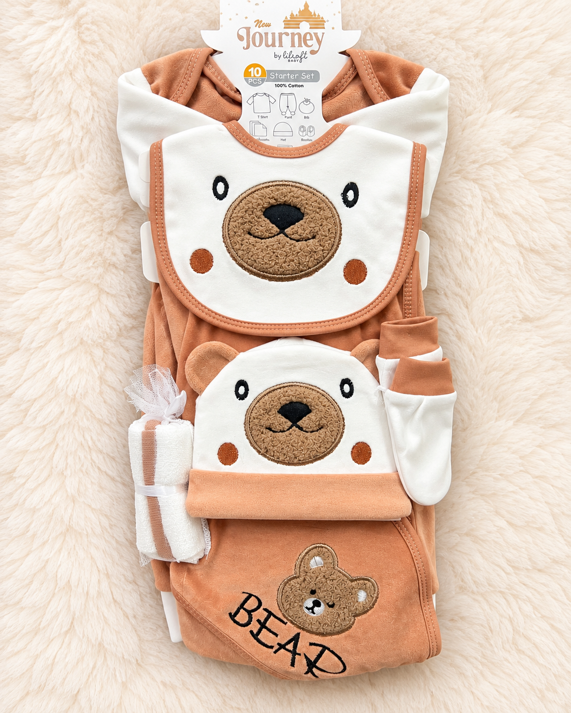Imported Journey 10-Piece Newborn Baby Starter Set – Warm Bear Collection