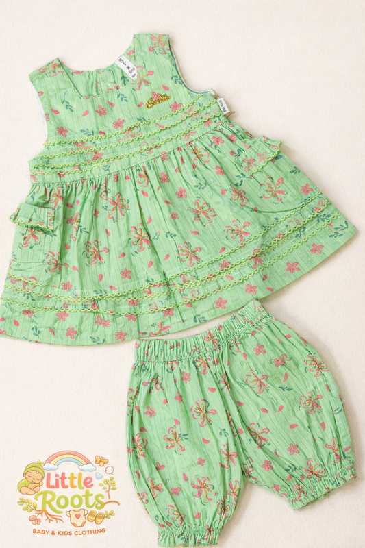 Floral Baby Girl Frock & Shorts Set – 2 Piece Summer Outfit