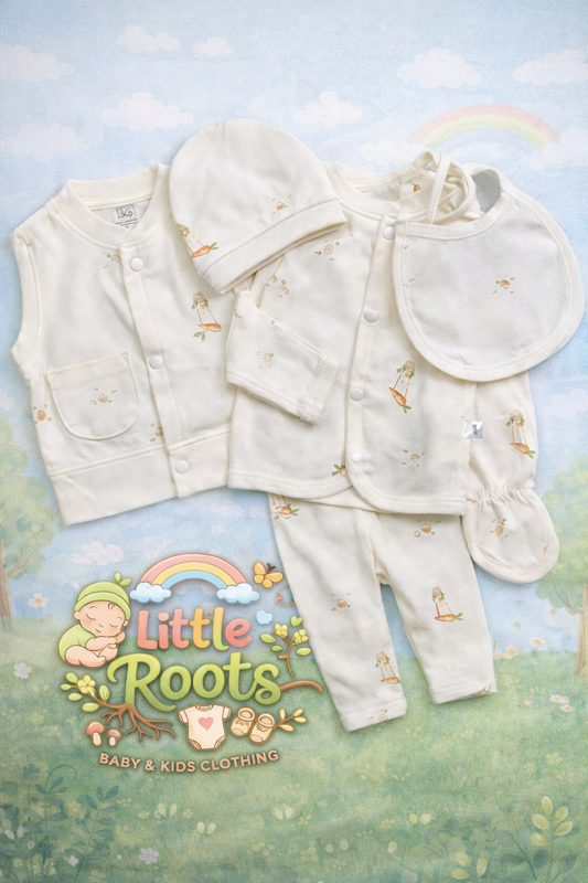 5 Pcs White Imported Newborn Baby Clothing Set – Soft Cotton Essentials