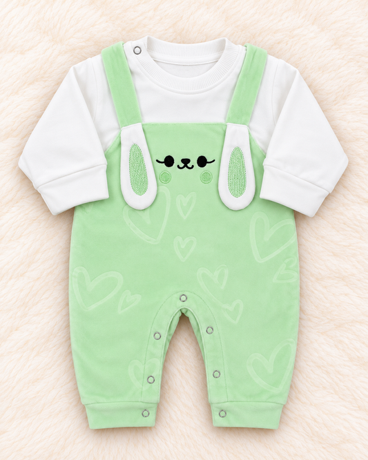Imported Warm Velvet Bunny Romper for Baby Girls | 0–12 Months