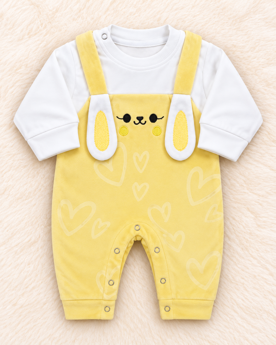 Imported Warm Velvet Bunny Romper for Baby Girls | 0–12 Months