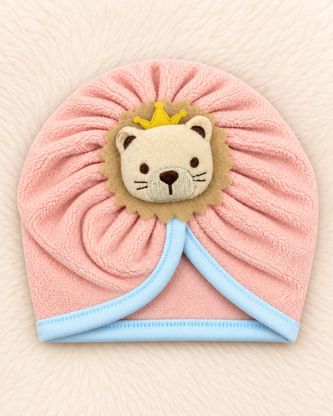 Imported Woolen Baby Turban Cap with Cute Lion Crown | Soft & Warm