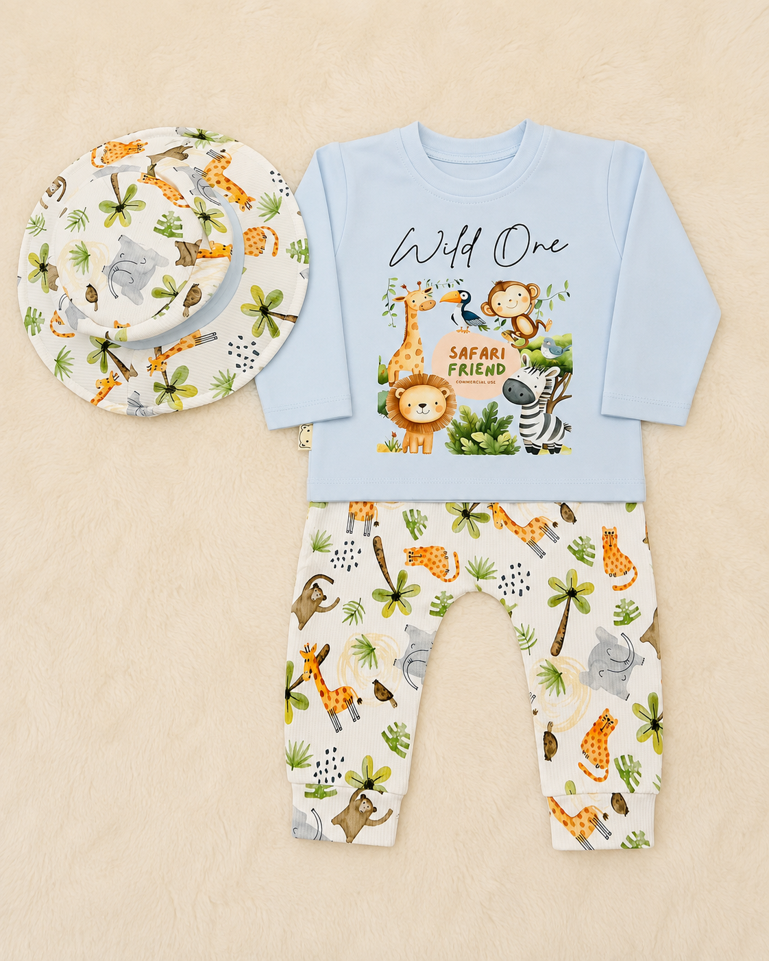 Imported Baby Safari 3-Piece Set – Wild One Shirt, Trouser & Safari Hat