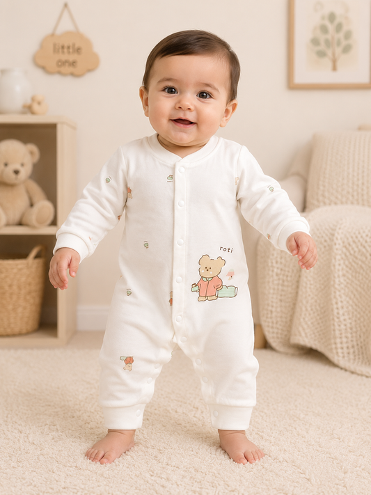 Baby Bear Cotton Blend Romper | Soft Full Sleeve Baby Romper (3–9 Months)