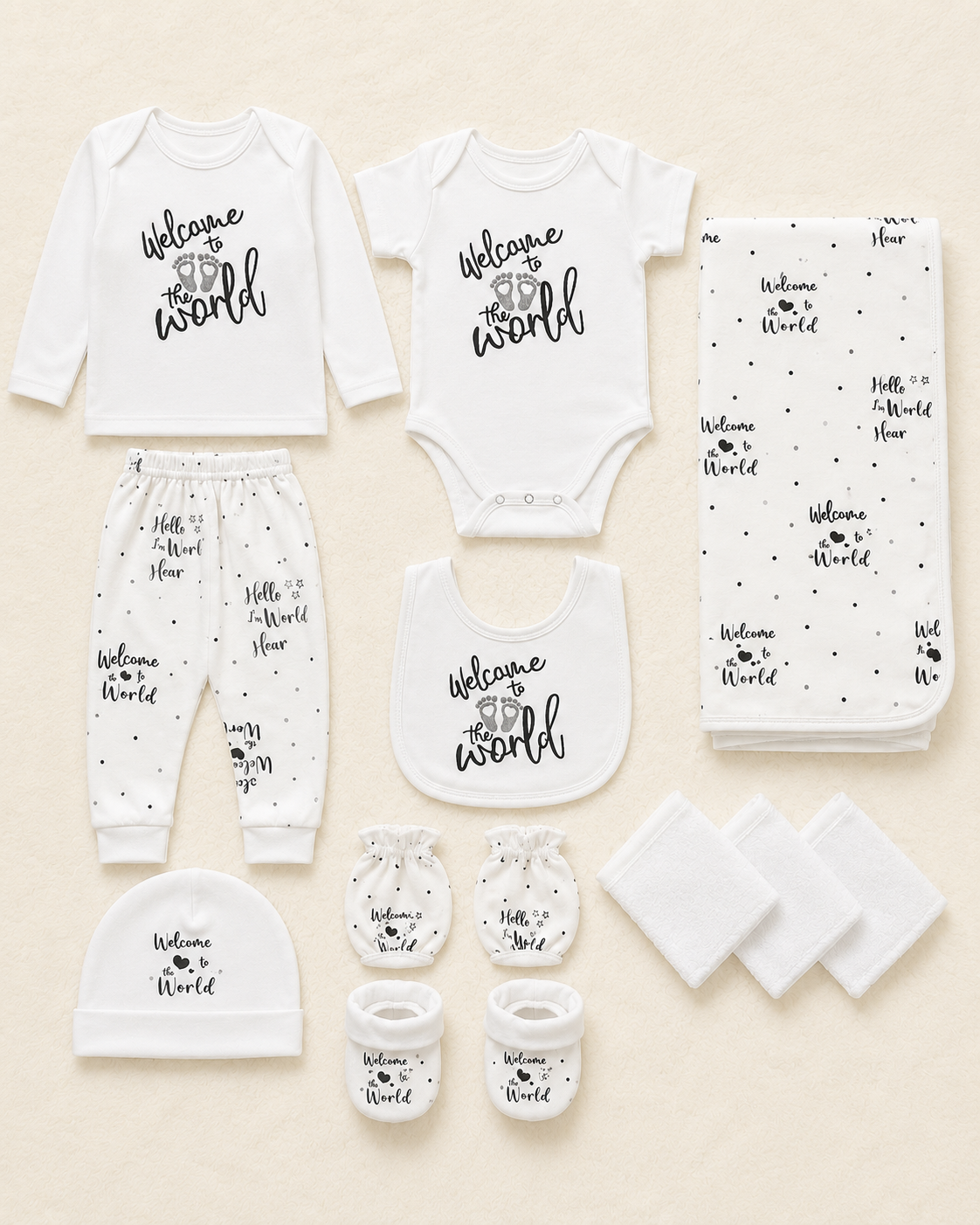 12-Piece Newborn Baby Starter Gift Set – Welcome to the World Essentials Kit (0–3 Months)