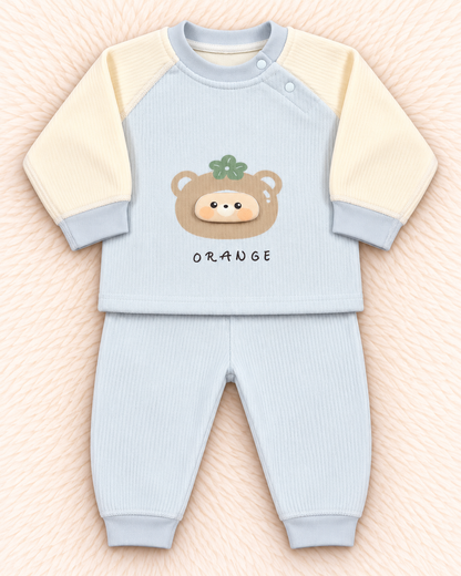 Imported Baby Bear Warm Velvet Shirt & Trouser Set – Towel-Lined Winter Outfit
