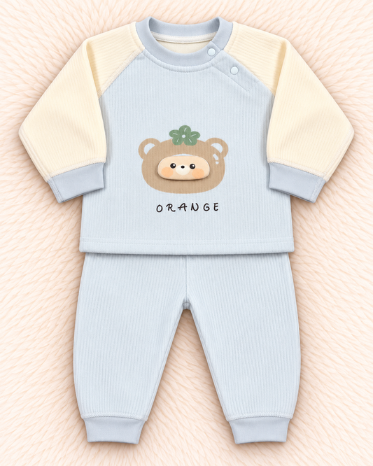 Imported Baby Bear Warm Velvet Shirt & Trouser Set – Towel-Lined Winter Outfit