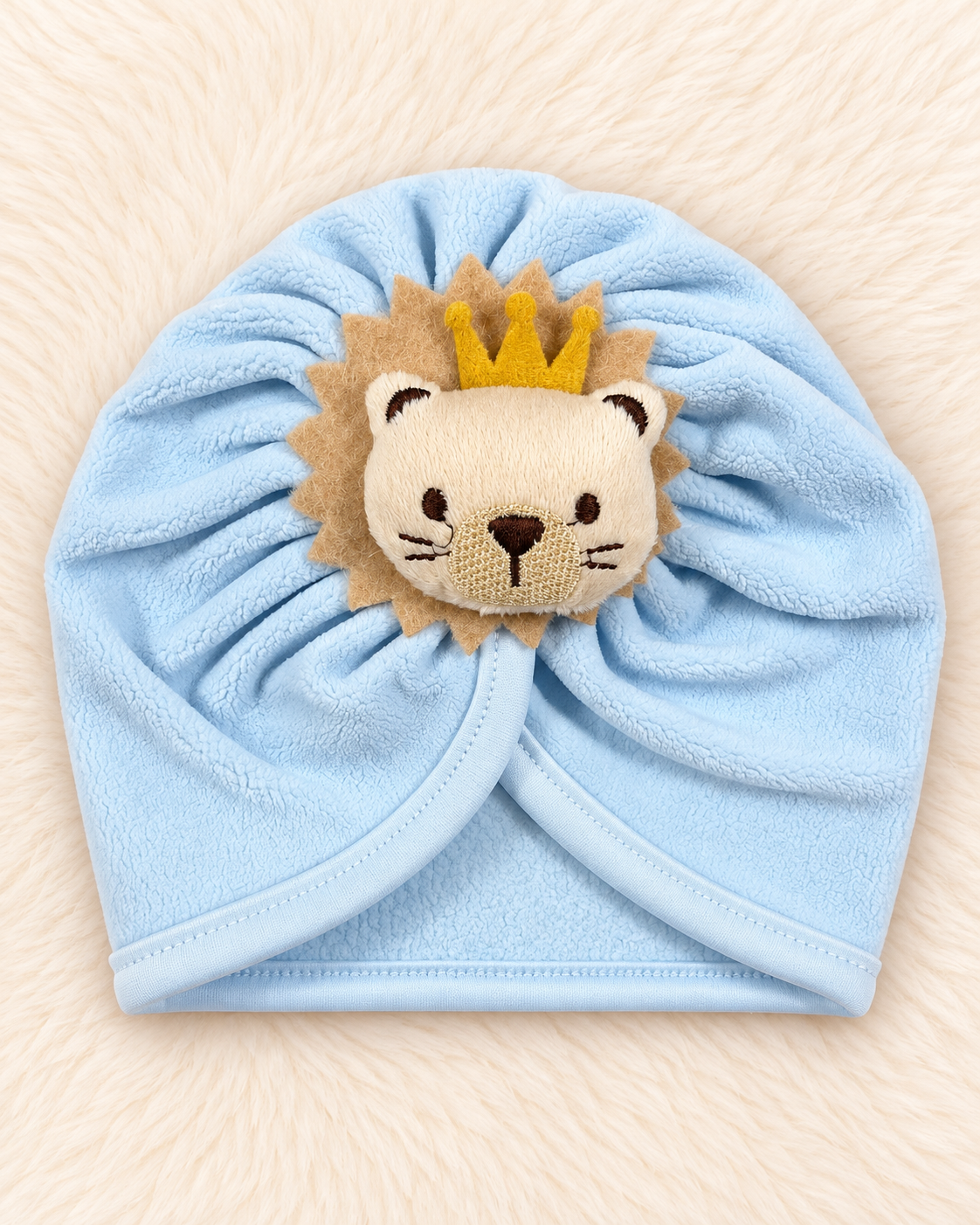 Imported Woolen Baby Turban Cap with Cute Lion Crown | Soft & Warm