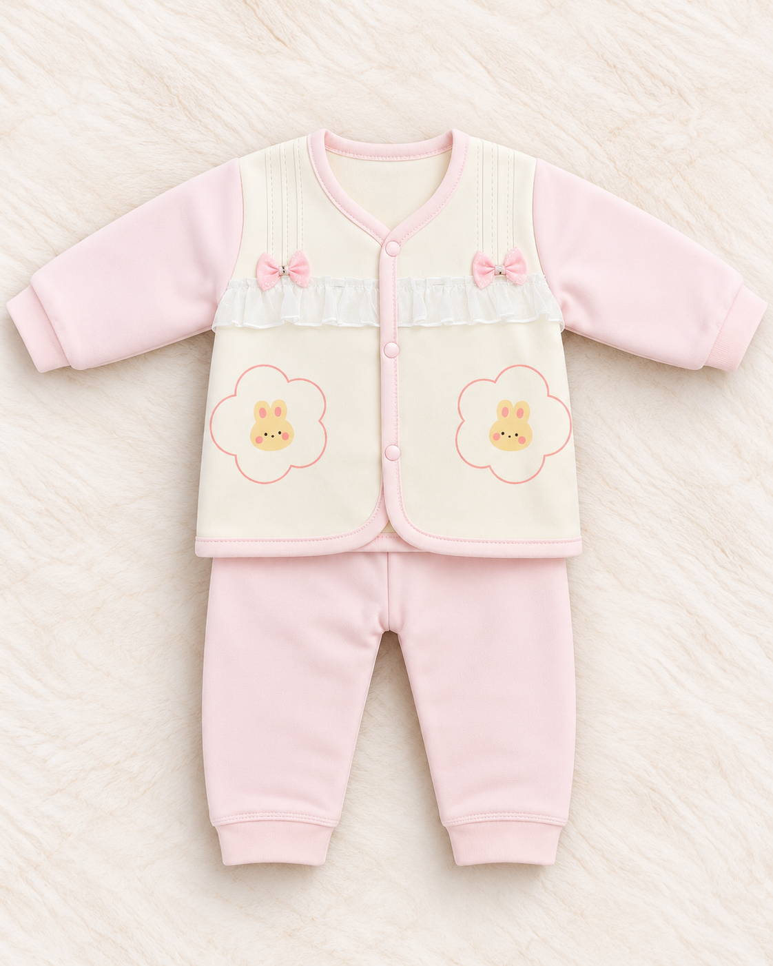 Imported Warm Baby Girl Shirt & Trouser Set with Towel Inner