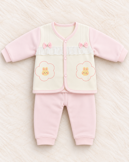 Imported Warm Baby Girl Shirt & Trouser Set with Towel Inner