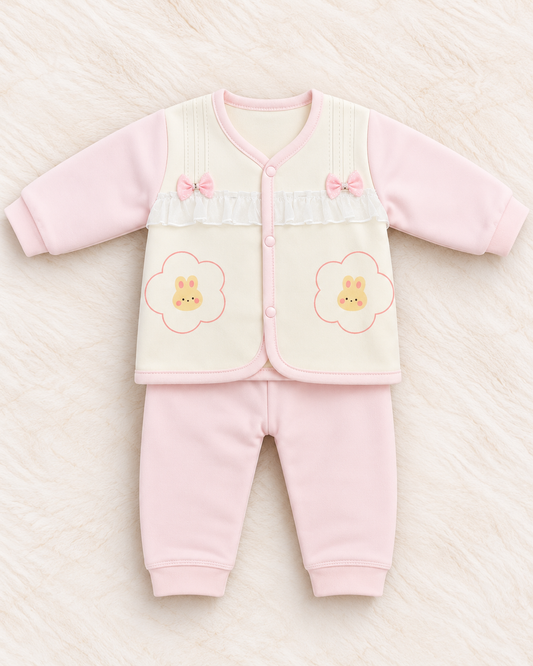 Imported Warm Baby Girl Shirt & Trouser Set with Towel Inner