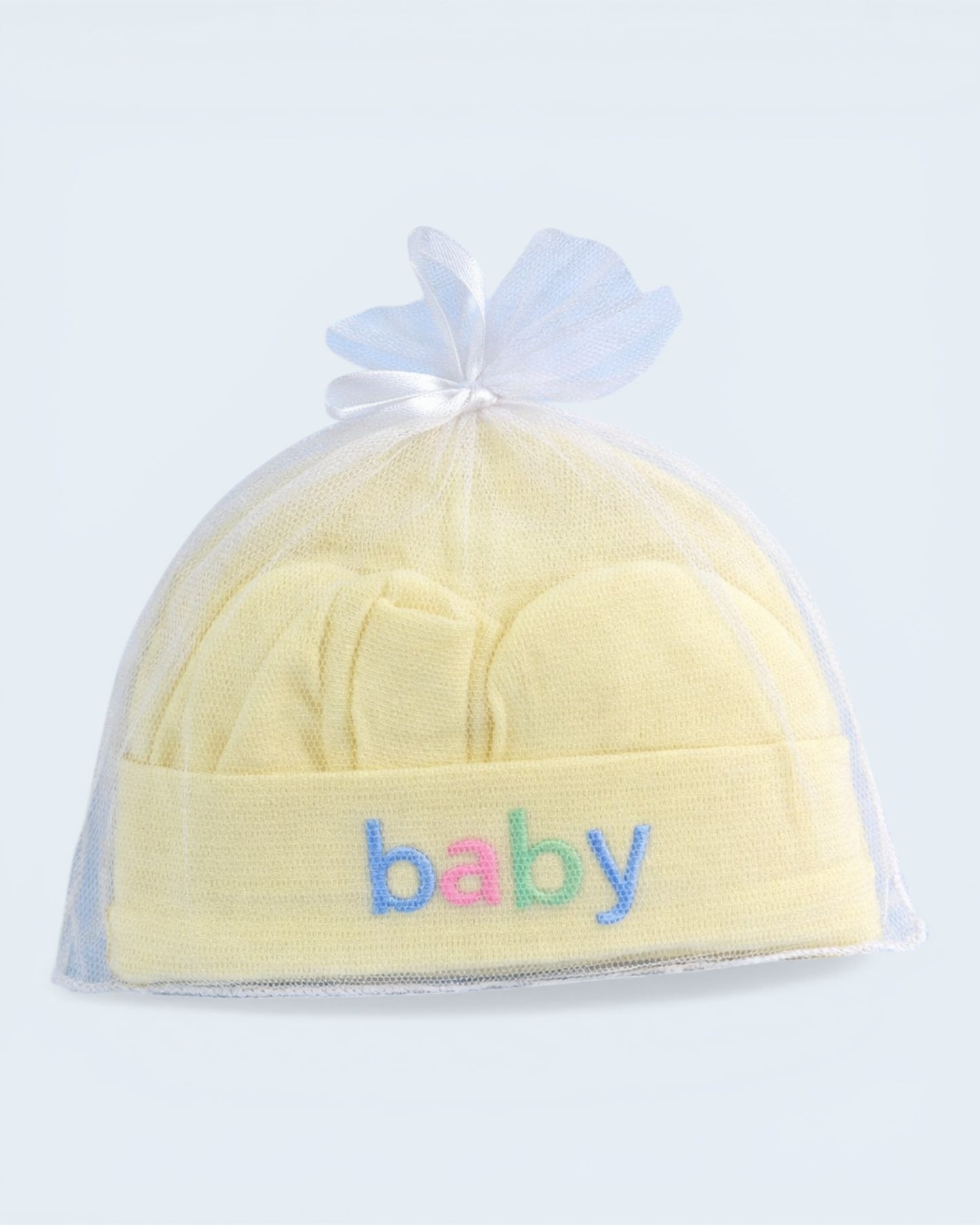 Newborn Baby Cap & Mittens Set – Soft Cotton Gift Pack (Baby Print)