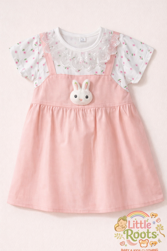 Baby Girl Bunny Frock – Floral Lace Collar Dress