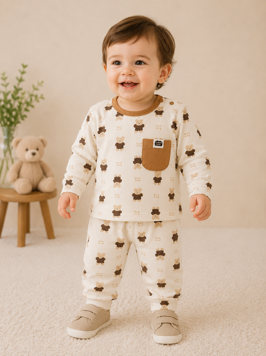 Baby Boy Teddy Bear 2-Piece Set – Lightweight Blended Comfort Wear