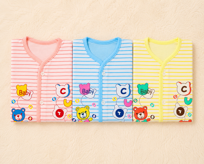 Pack of 3 Newborn Baby Body Suits – Soft Cotton Multicolor Set