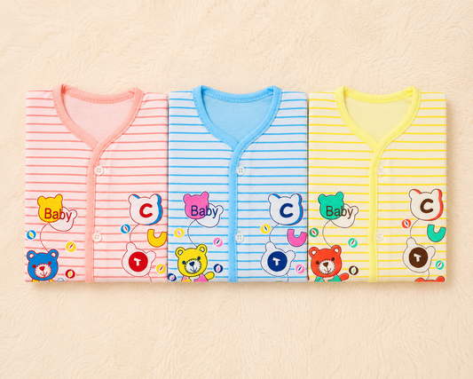 Pack of 3 Newborn Baby Body Suits – Soft Cotton Multicolor Set
