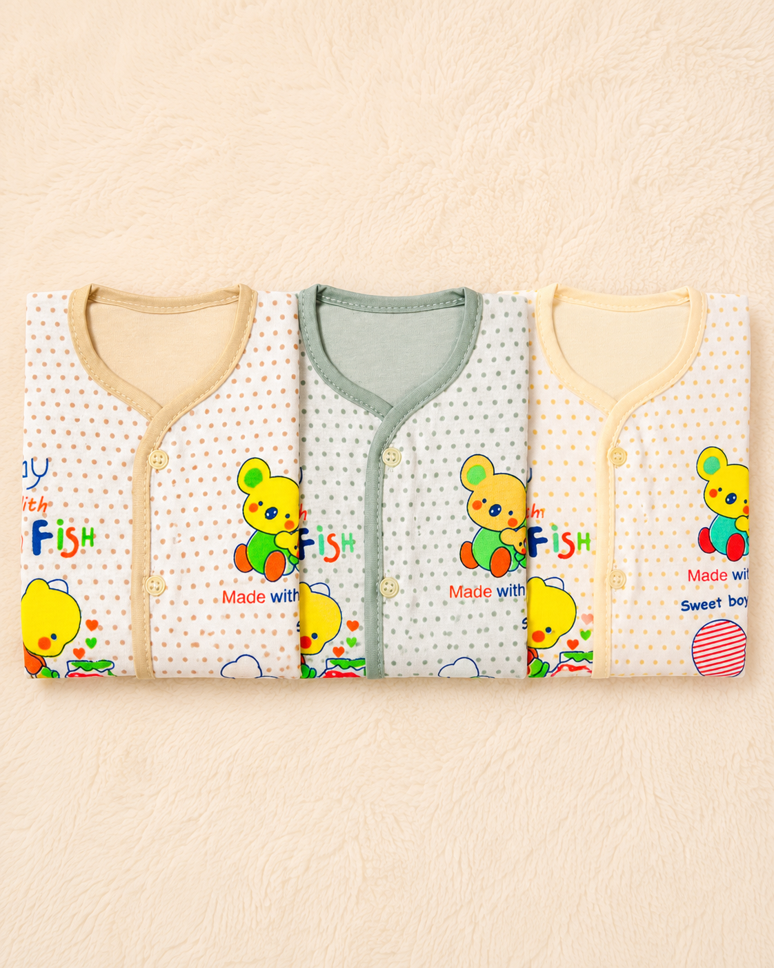 Pack of 3 Newborn Baby Body Suits – Soft Cotton Multicolor Set