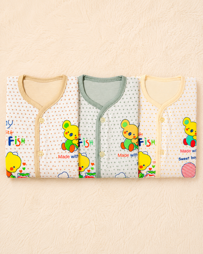 Pack of 3 Newborn Baby Body Suits – Soft Cotton Multicolor Set