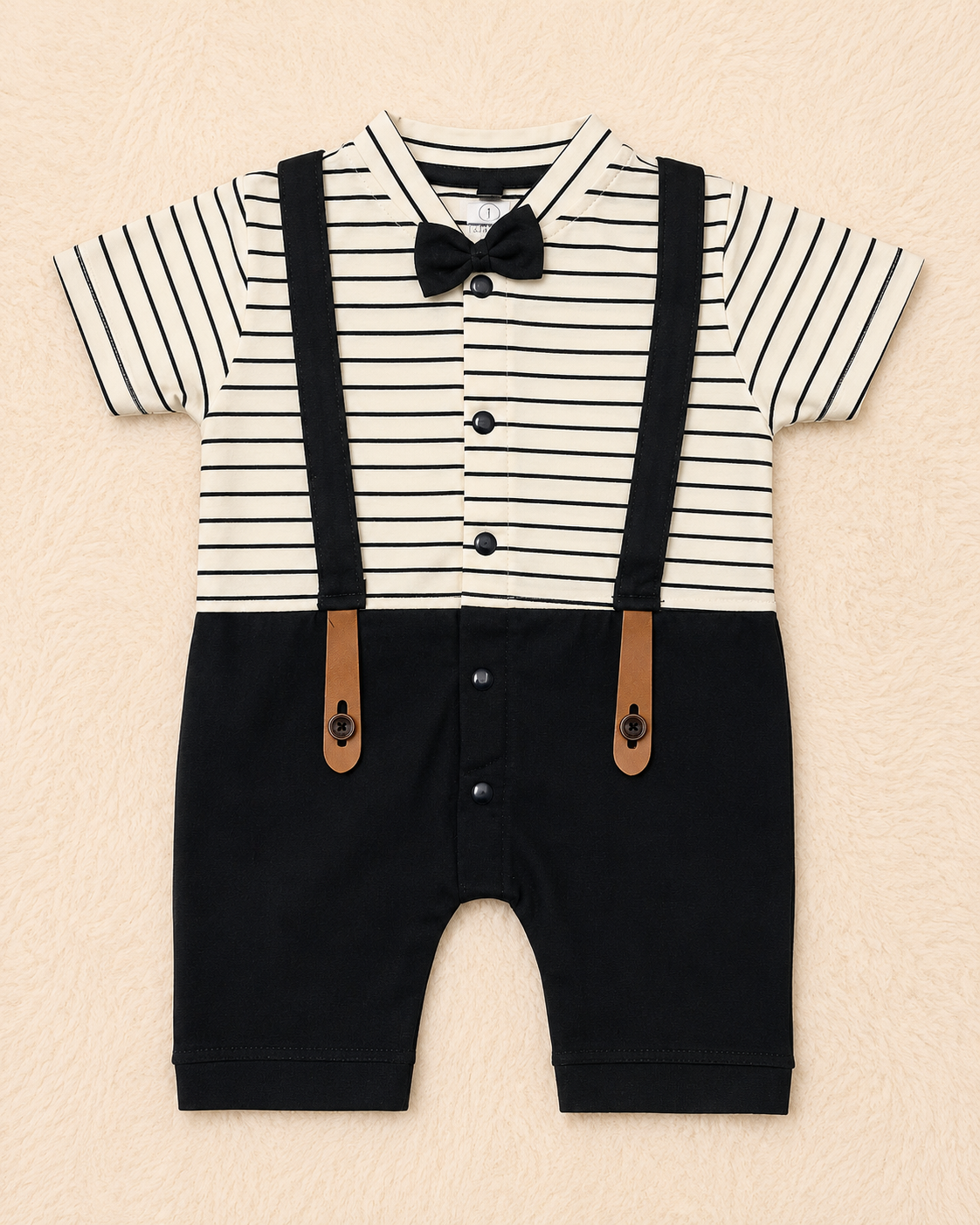 Premium Gentleman Baby Boy Romper with Bow Tie & Suspender Design | 3-9 Months