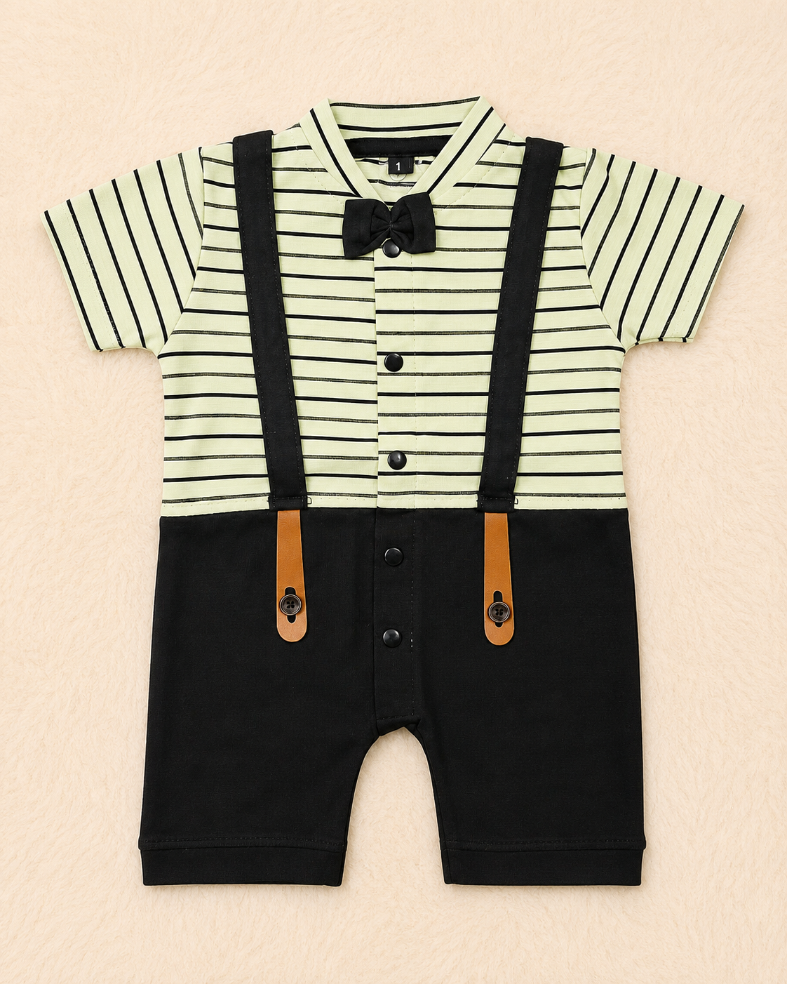 Premium Gentleman Baby Boy Romper with Bow Tie & Suspender Design | 3-9 Months