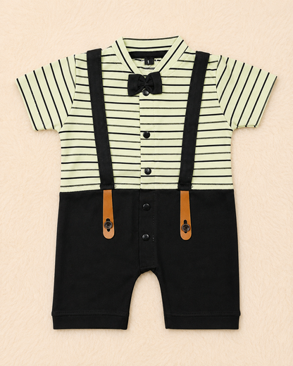 Premium Gentleman Baby Boy Romper with Bow Tie & Suspender Design | 3-9 Months