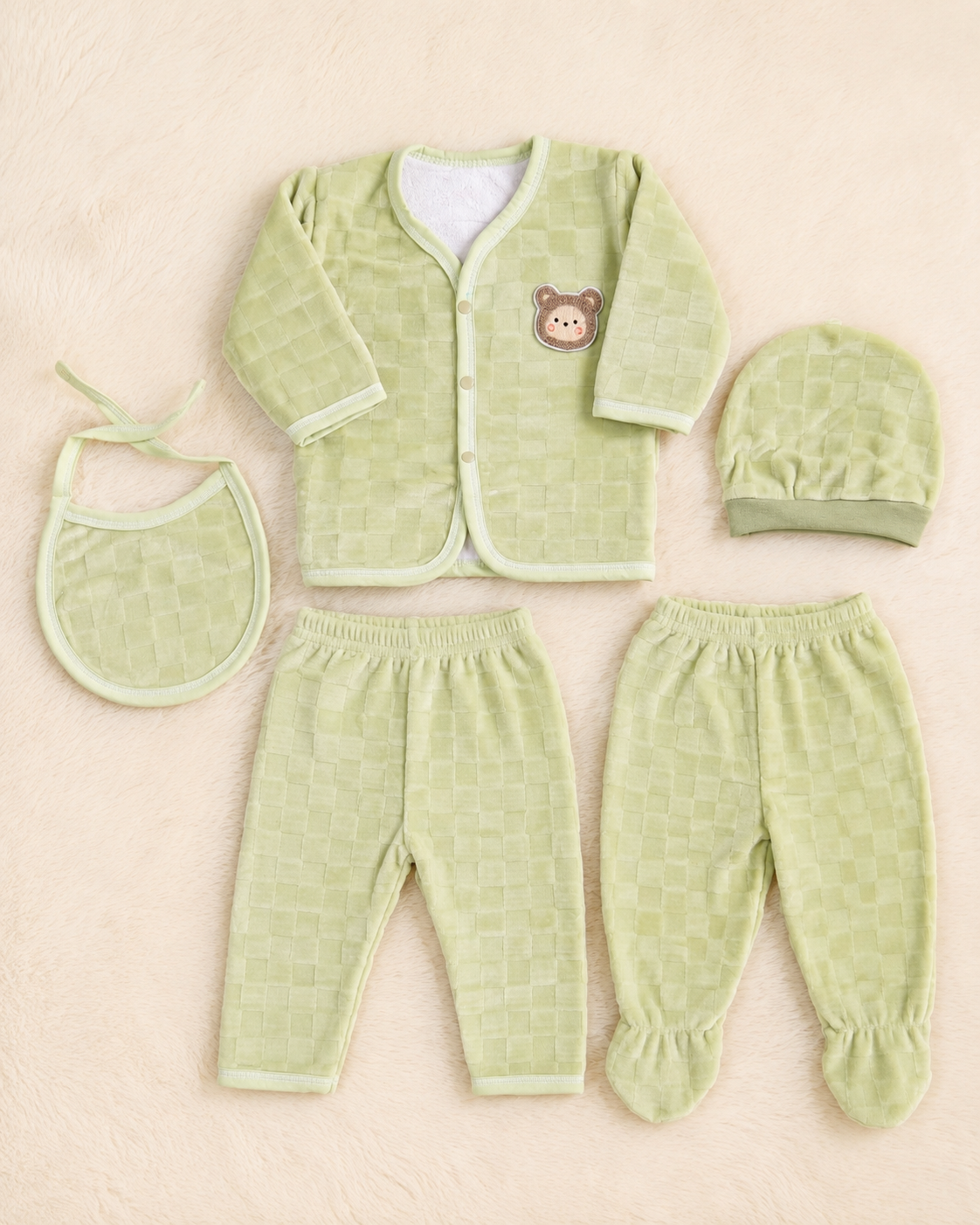 Imported 5-Piece Newborn Winter Set with Towel Lining | 0-3 Months