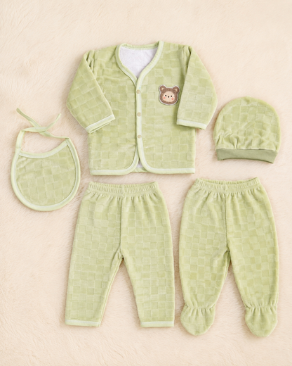 Imported 5-Piece Newborn Winter Set with Towel Lining | 0-3 Months