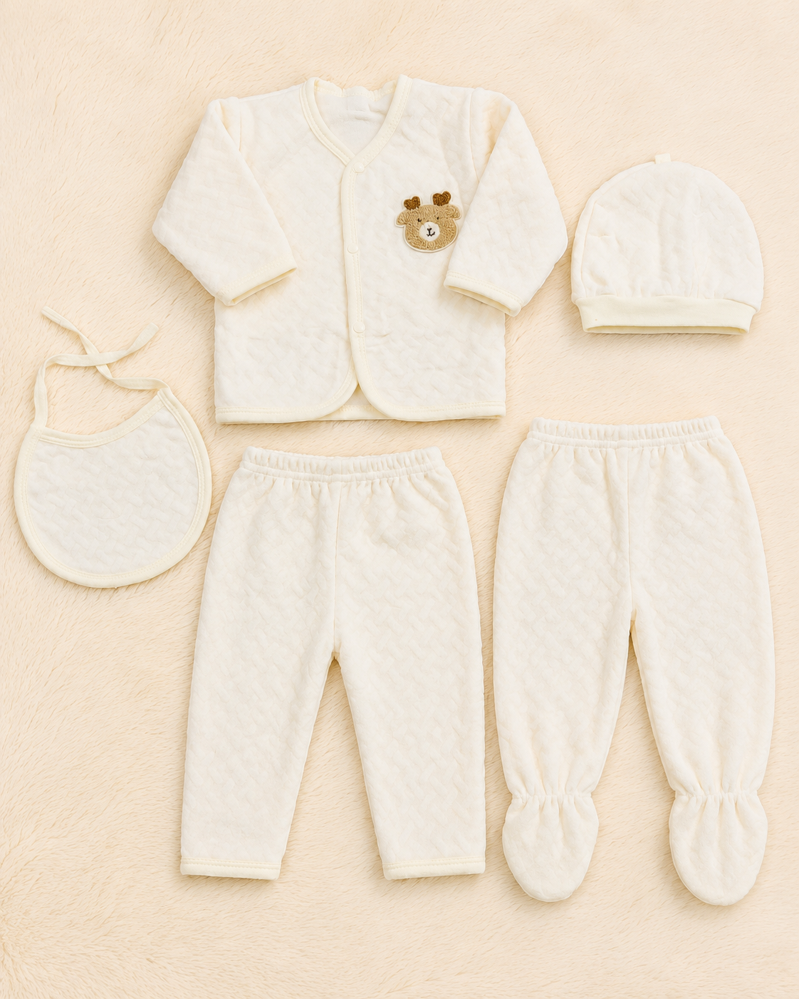 Imported 5-Piece Newborn Winter Set with Towel Lining | 0-3 Months