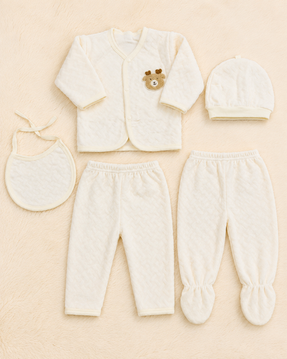 Imported 5-Piece Newborn Winter Set with Towel Lining | 0-3 Months