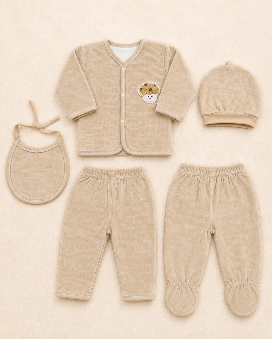 Imported 5-Piece Newborn Winter Set with Towel Lining | 0-3 Months