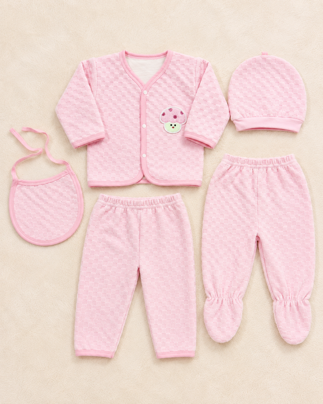 Imported 5-Piece Newborn Winter Set with Towel Lining | 0-3 Months
