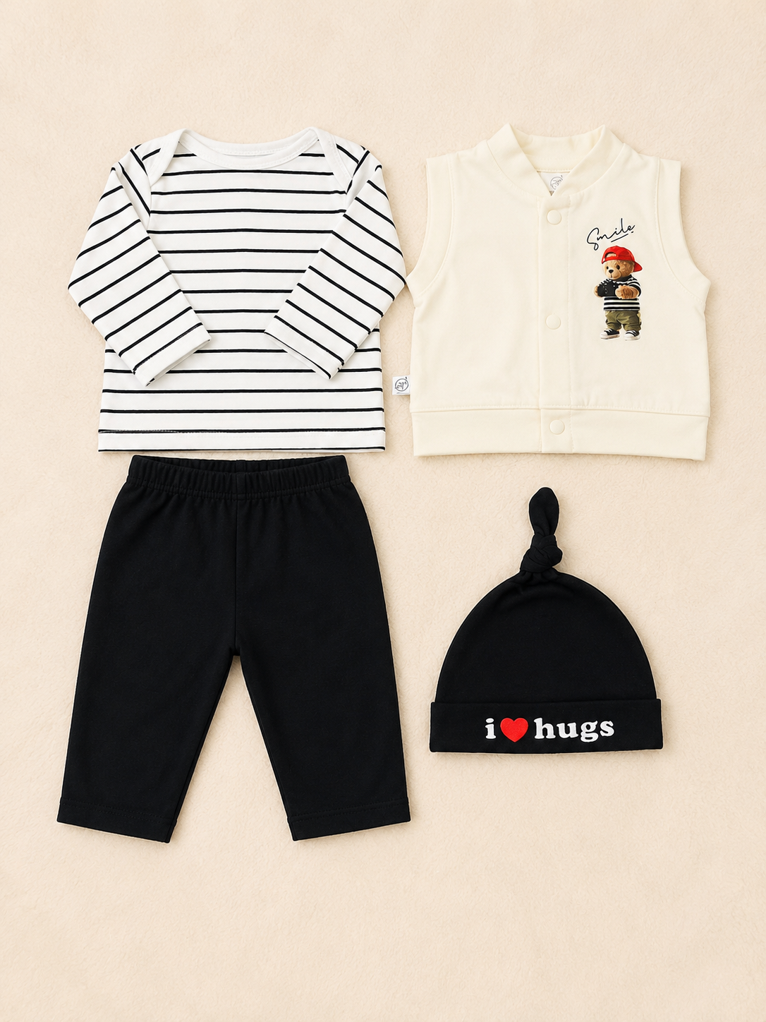 Baby Boy 4 Piece Full Sleeve Suit with Sleeveless Vest | 0–6 Months | LittleRoots Pakistan