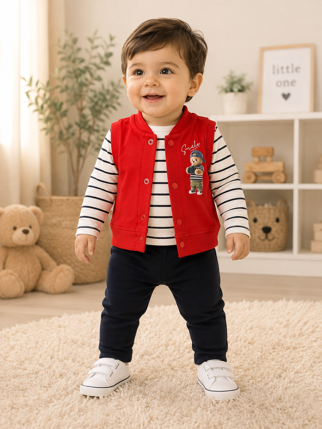 Baby Boy 4 Piece Full Sleeve Suit with Sleeveless Vest | 0–6 Months | LittleRoots Pakistan