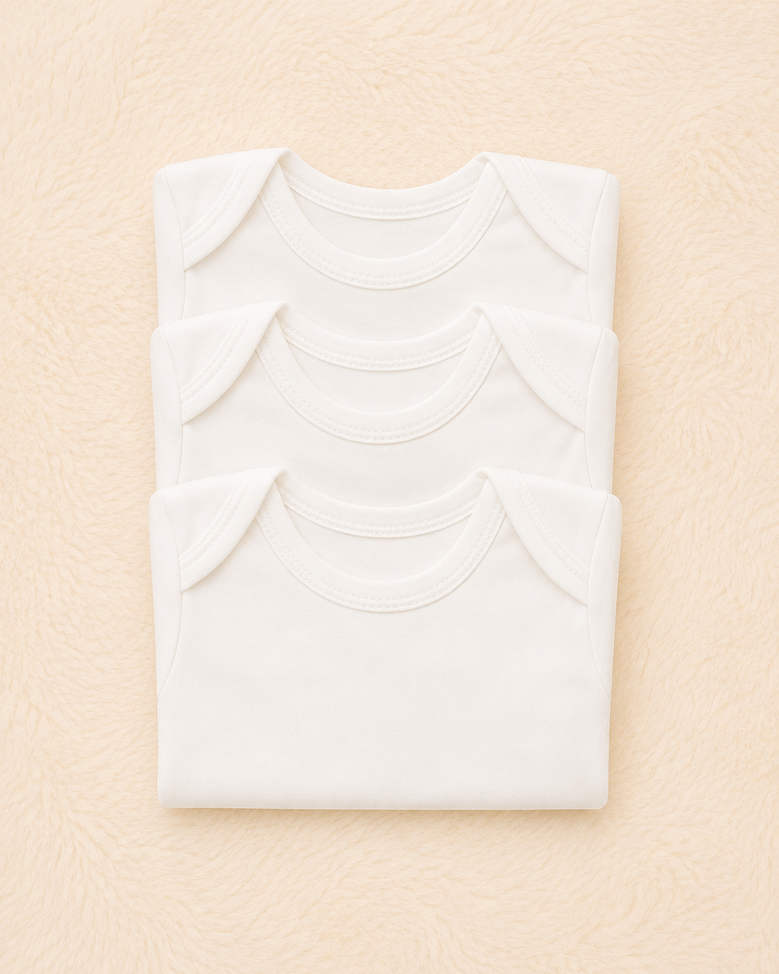 3-Pack Premium Baby Long Sleeve White Bodysuits (0-3 Months) | Soft Cotton Rompers | LittleRoots Pakistan