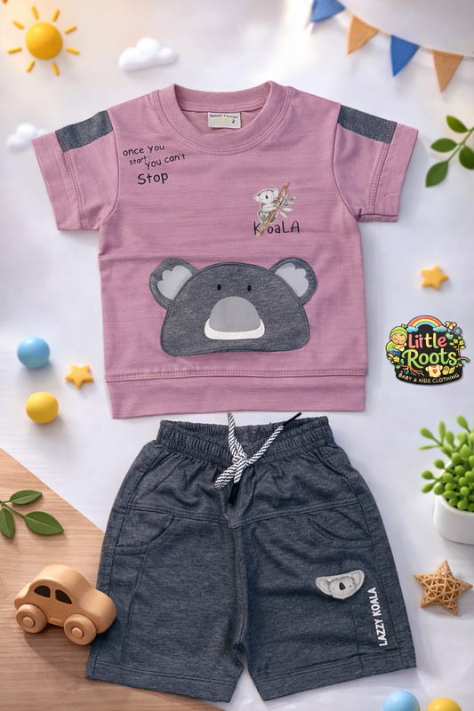 Baby Boy Koala Summer Set – Soft Cotton T-Shirt & Shorts 2 Piece Outfit