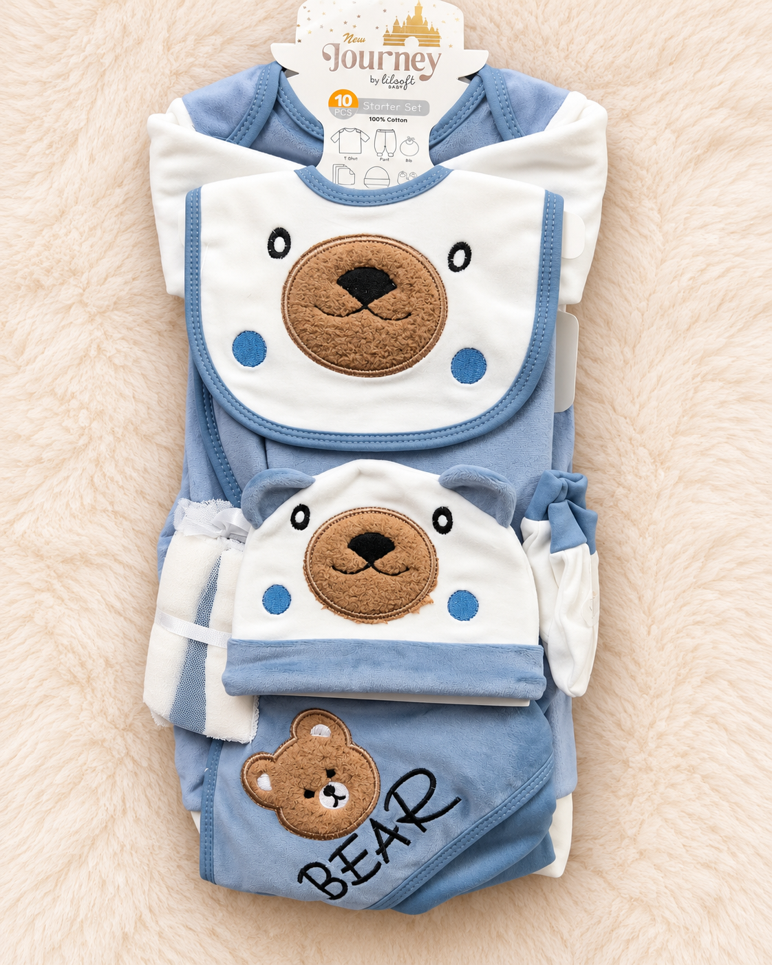 Imported Journey 10-Piece Newborn Baby Starter Set – Warm Bear Collection