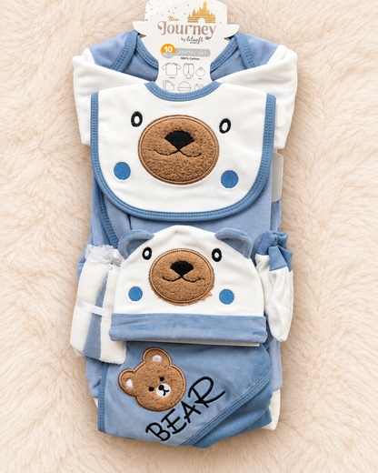 Imported Journey 10-Piece Newborn Baby Starter Set – Warm Bear Collection