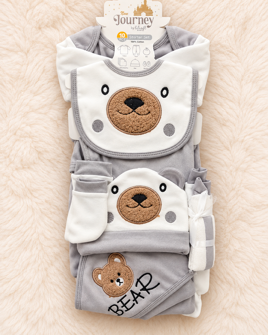 Imported Journey 10-Piece Newborn Baby Starter Set – Warm Bear Collection