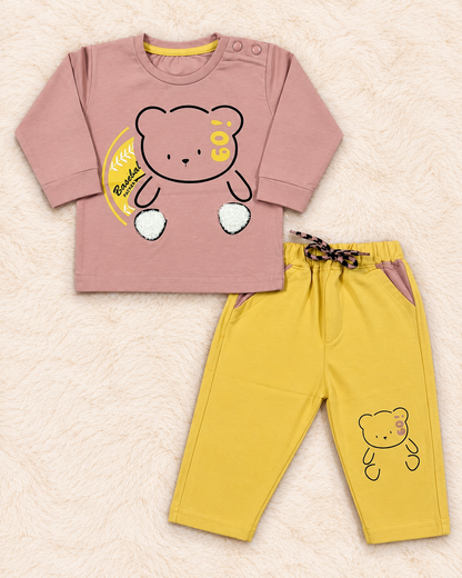 Baby Boy 2-Piece Shirt & Trouser Set – Lightweight Bear Print