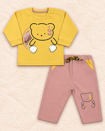 Baby Boy 2-Piece Shirt & Trouser Set – Lightweight Bear Print
