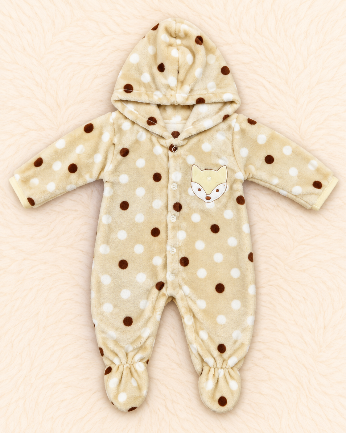 Imported Plush Fleece Hooded Footed Romper for Newborns | 0-3 Months