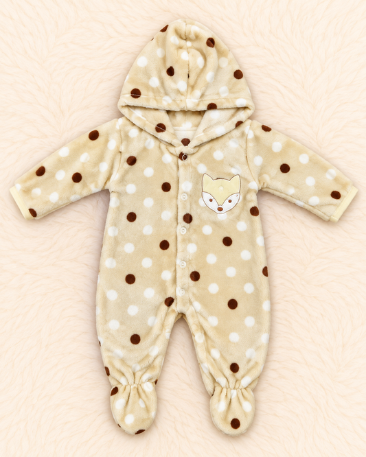 Imported Plush Fleece Hooded Footed Romper for Newborns | 0-3 Months
