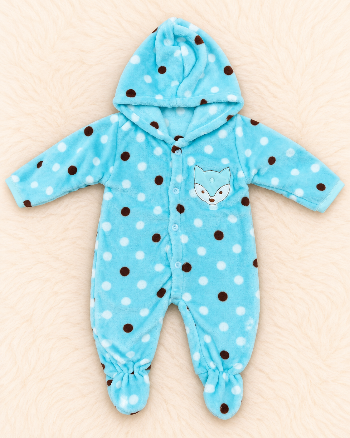 Imported Plush Fleece Hooded Footed Romper for Newborns | 0-3 Months