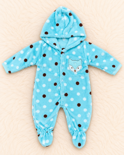 Imported Plush Fleece Hooded Footed Romper for Newborns | 0-3 Months