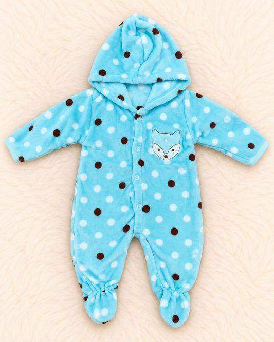 Imported Plush Fleece Hooded Footed Romper for Newborns | 0-3 Months