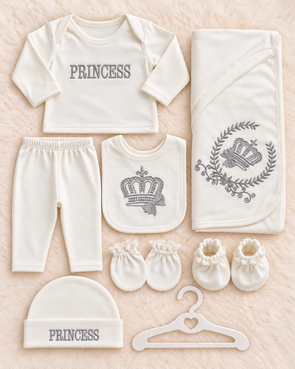 Imported Warm Velvet Princess Newborn Baby Starter Set – 8 Pcs