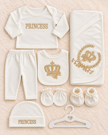 Imported Warm Velvet Princess Newborn Baby Starter Set – 8 Pcs